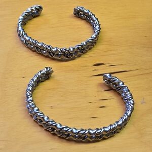 2 Vintage silver tone cuff bracelets